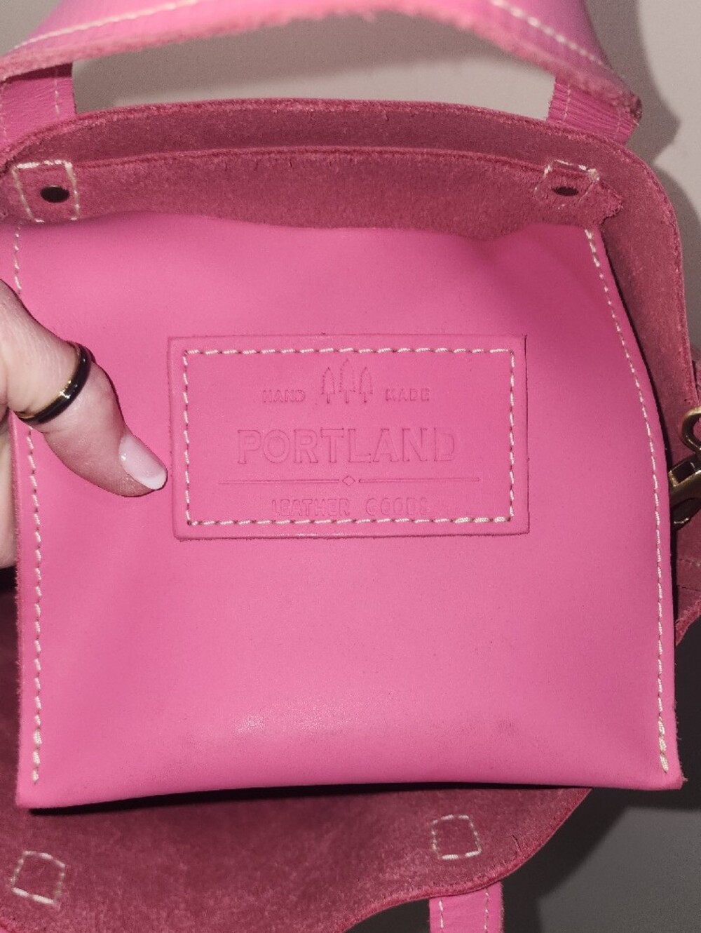 Portland Leather Margot Bubblegum Pink Smooth Leather Tote Crossbody - Picture 13 of 17